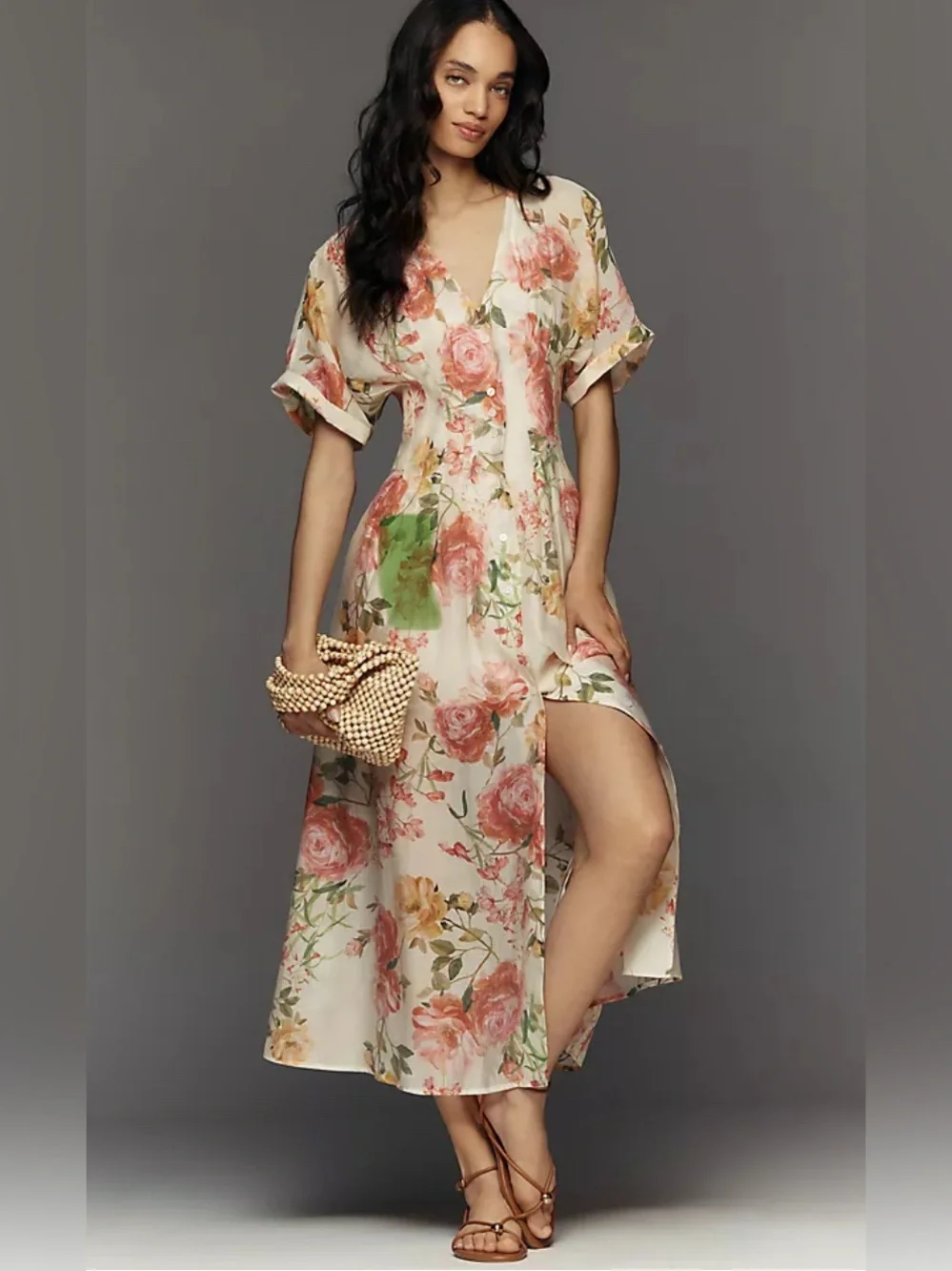 Anthropologie Exquise Tobie Maxi Dress
Color Cream and Pink Size S - Picture 1 of 14
